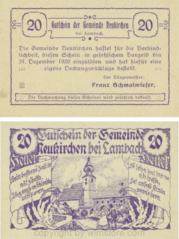 Neukirchen bei Lambach, G0658, 20 Heller; 1-