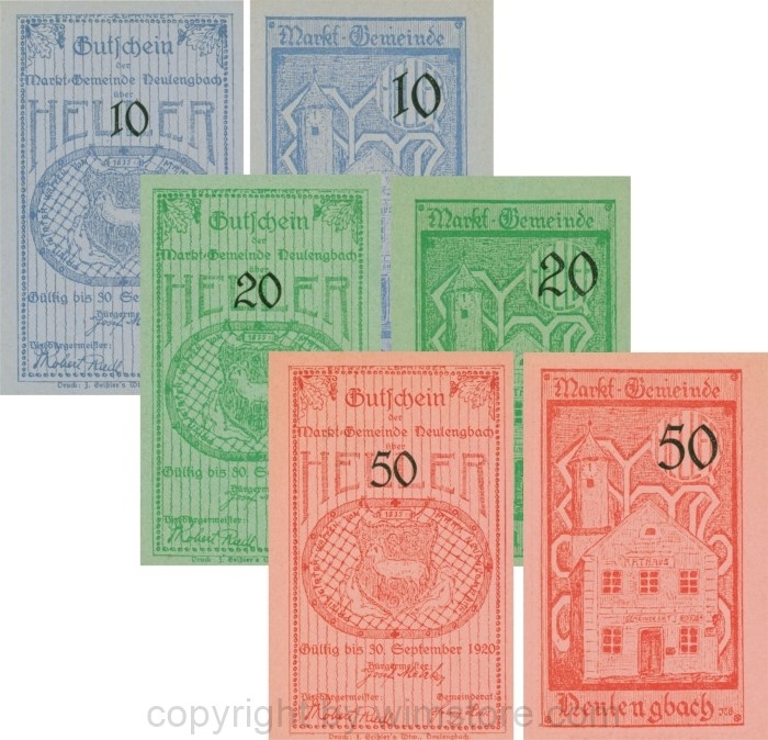 sn109898 Neulengbach, G0659a, Serie 10, 20 und 50 Heller; 1