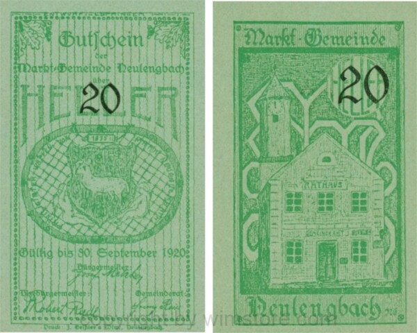 sn109902 Neulengbach, G0659a, 20 Heller; 1