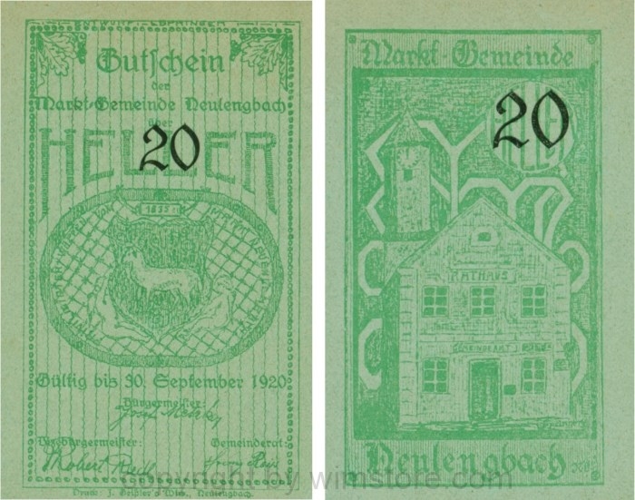 sn109903 Neulengbach, G0659a, 20 Heller; 1-