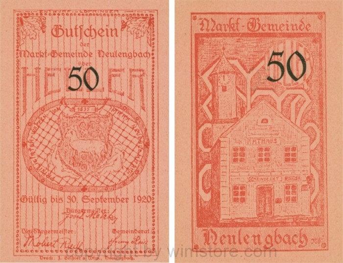 sn109905 Neulengbach, G0659a, 50 Heller; 1-