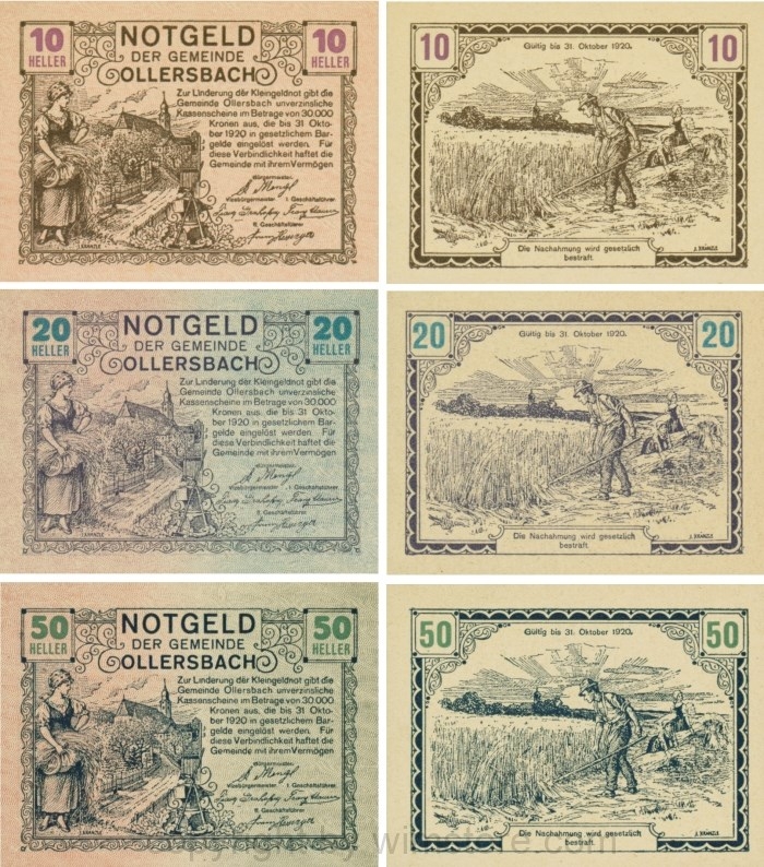 Ollersbach, G0709Ia, Serie 10, 20 und 50 Heller; 1