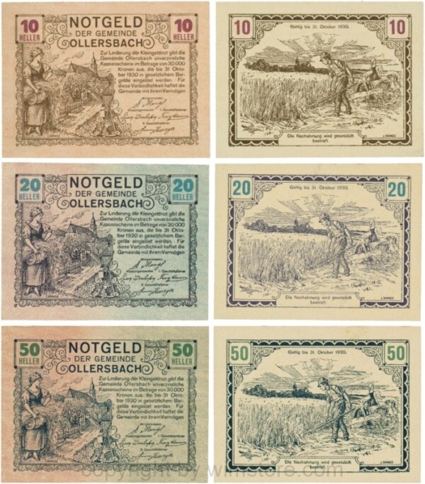 Ollersbach, G0709Ia, Serie 10, 20 und 50 Heller; 1-