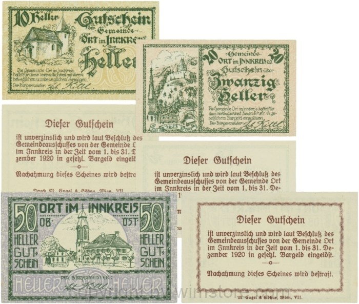 Ort im Innkreis, G0711a, Serie 10, 20 und 50 Heller; 1-