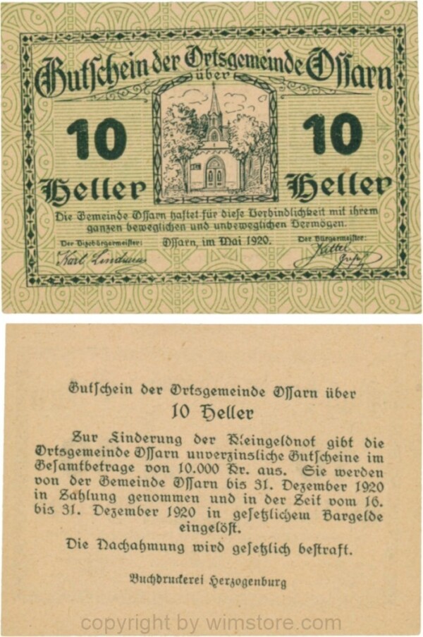 Ossarn, G0712a41, 10 Heller, Eckkreis links unten ist senkrecht, Schein 41; 1