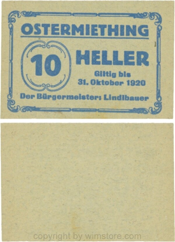 Ostermiething, G0713-2-Ilb, 10 Heller, Papier grau; 1-