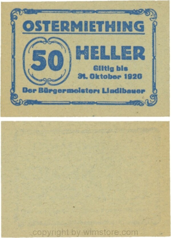 Ostermiething, G0713-2-Ilb, 50 Heller, Papier grau; 1-