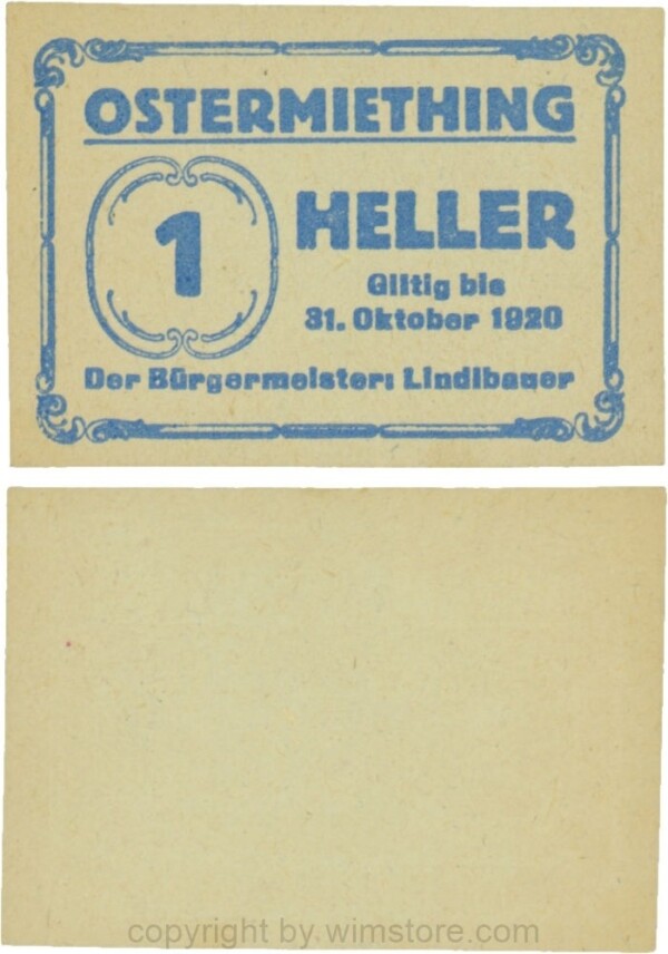 Ostermiething, G0713-2-Ila, 1 Heller, Papier grau; 1
