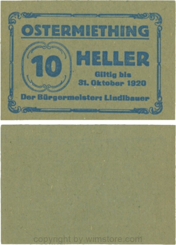 Ostermiething, G0713-2-Ilh, 10 Heller, Papier olivgrün; 1