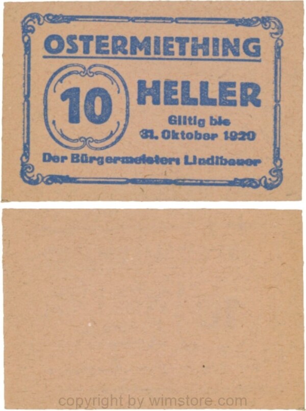Ostermiething, G0713-2-Ilk, 10 Heller, Papier rosa; 1