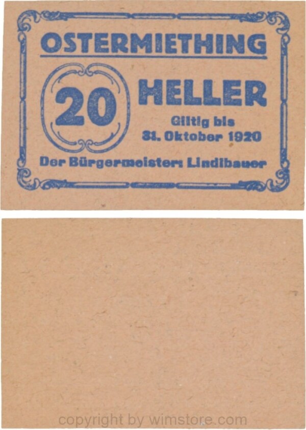 Ostermiething, G0713-2-Ilk, 20 Heller, Papier rosa; 1