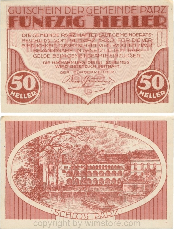 Parz, G0721a, Gemeinde, 50 Heller; 1-