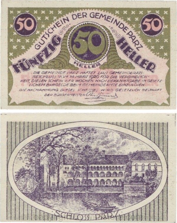 Parz, G0721b, Gemeinde, 50 Heller, Golddruck; 1