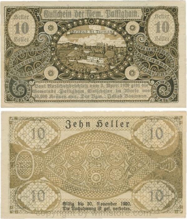 sn110131 Pattingham, G0723a, Gemeinde, 10 Heller; 1