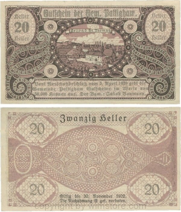 Pattingham, G0723a, Gemeinde, 20 Heller; 1