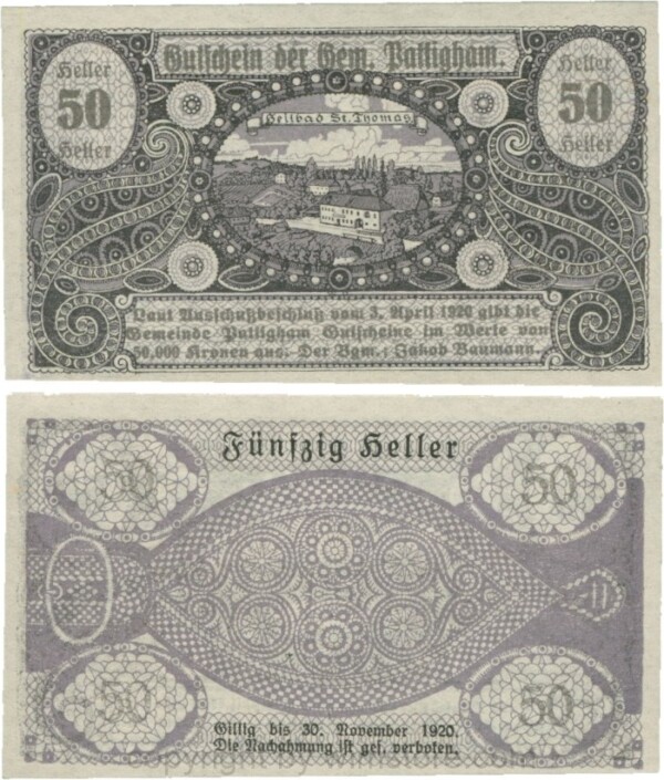 sn110135 Pattingham, G0723a, Gemeinde, 50 Heller; 1