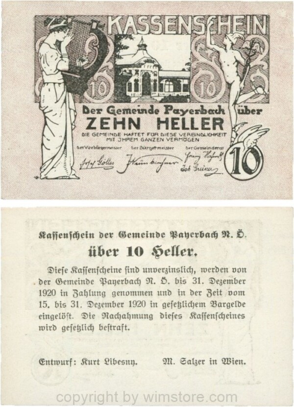 Payerbach, G0725a, Gemeinde, 10 Heller; 1