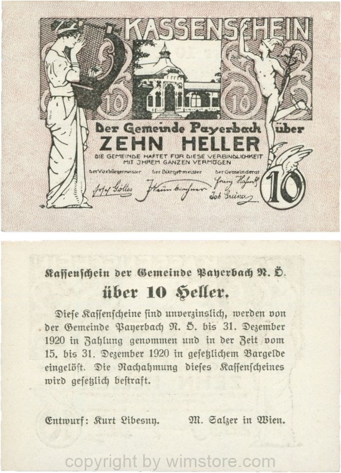 Payerbach, G0725a, Gemeinde, 10 Heller; 1
