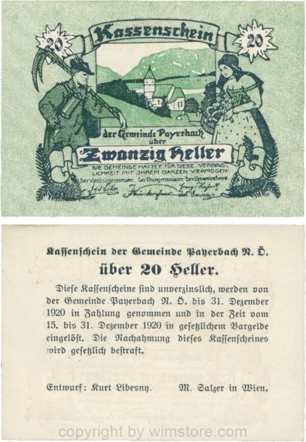 Payerbach, G0725a, Gemeinde, 20 Heller; 1