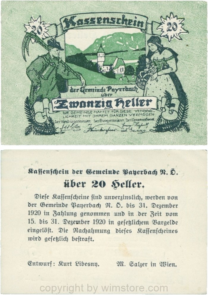Payerbach, G0725a, Gemeinde, 20 Heller; 1-