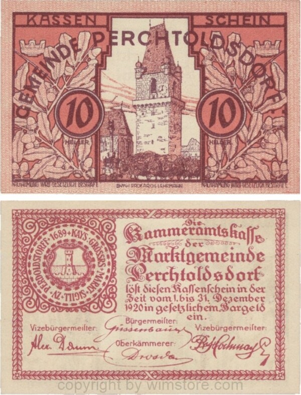 Perchtoldsdorf, G0728, Gemeinde, 10 Heller; 1