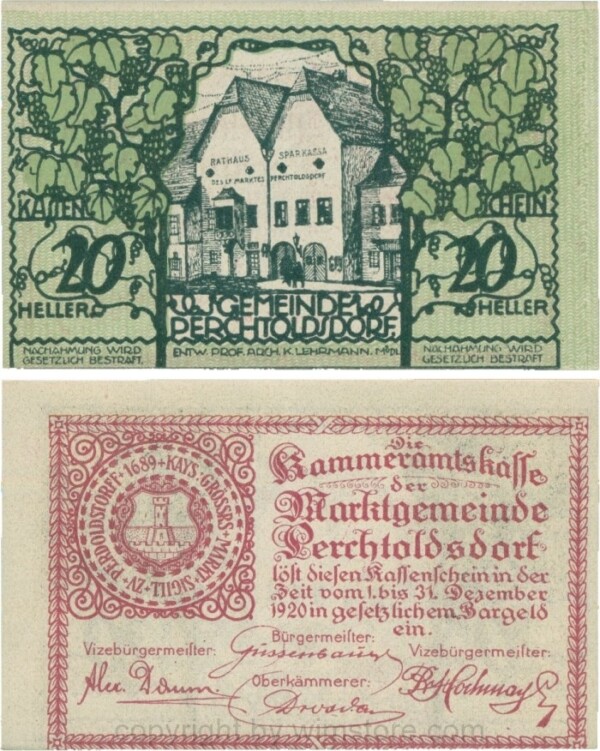 Perchtoldsdorf, G0728, Gemeinde, 20 Heller; 1