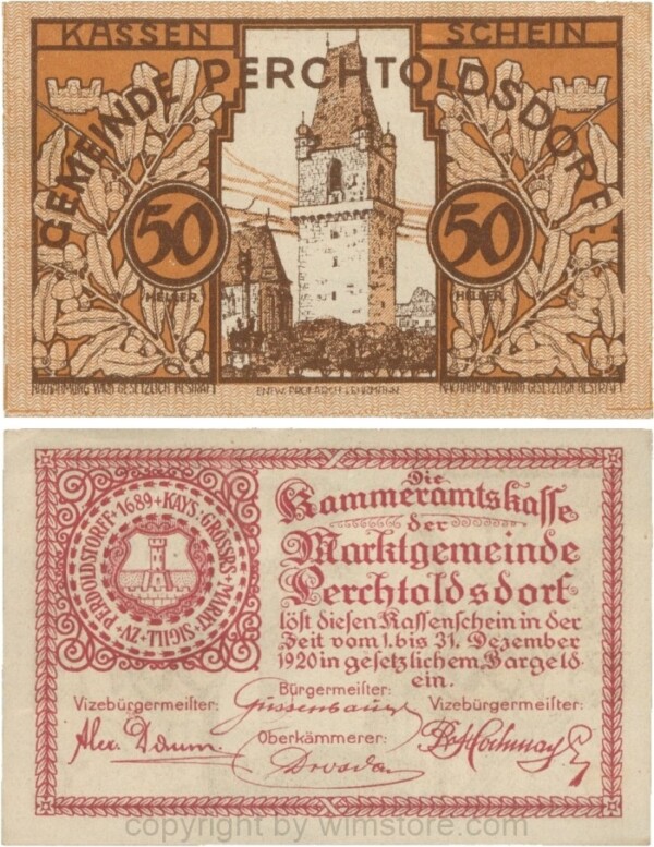 Perchtoldsdorf, G0728, Gemeinde, 50 Heller; 1-
