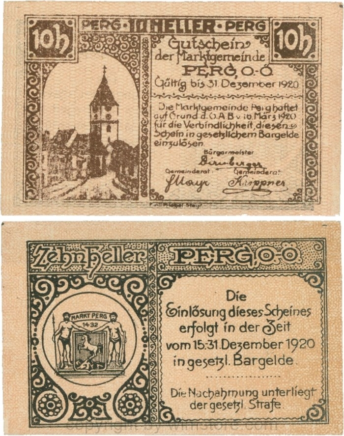 Perg, G0730, Marktgemeinde, 10 Heller; 1-