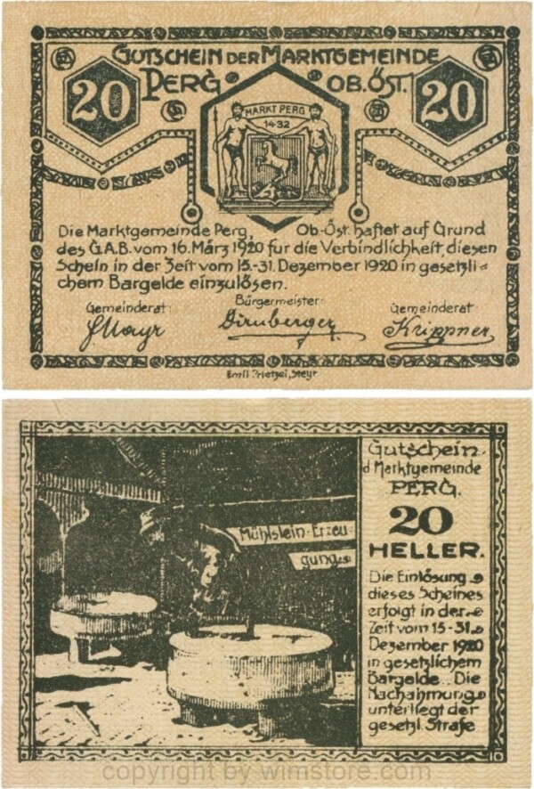 Perg, G0730, Marktgemeinde, 20 Heller; 1