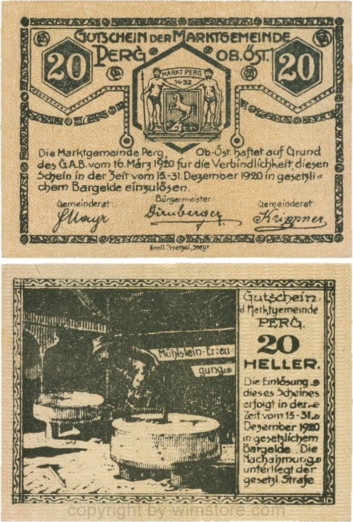 Perg, G0730, Marktgemeinde, 20 Heller; 1