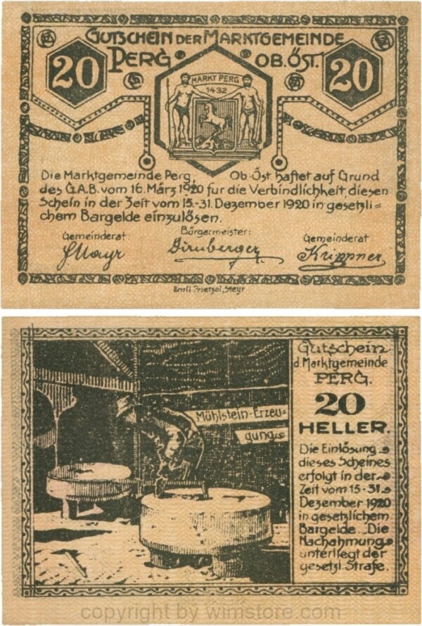 Perg, G0730, Marktgemeinde, 20 Heller; 1-