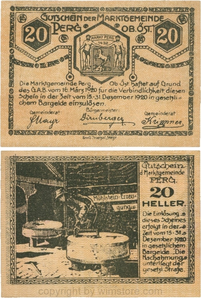 Perg, G0730, Marktgemeinde, 20 Heller; 1-