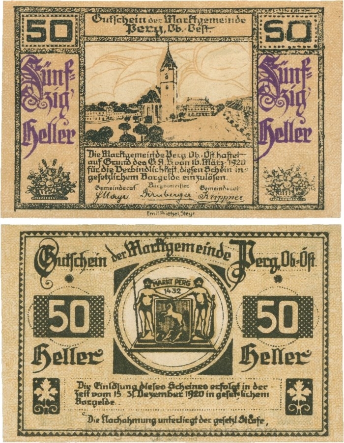 Perg, G0730, Marktgemeinde, 50 Heller; 1