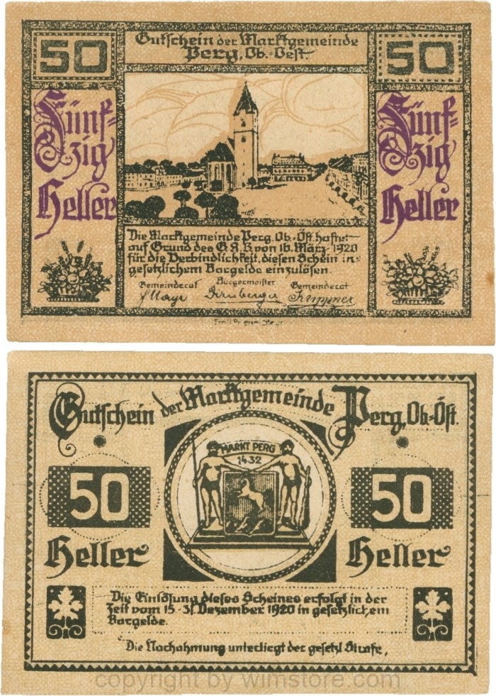 Perg, G0730, Marktgemeinde, 20 Heller; 1-