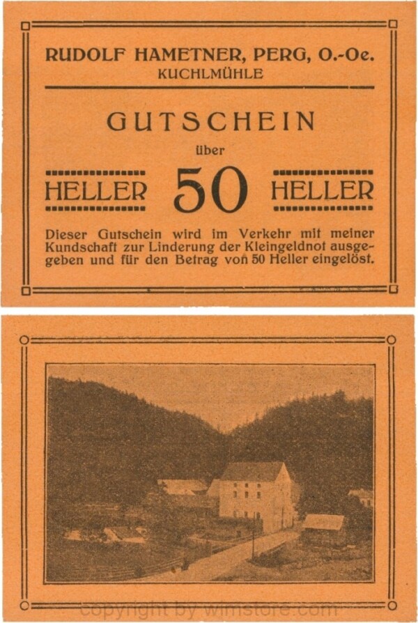 Perg, P0731a, Rudolf Hametner - Kuchlmühle, 50 Heller; 1