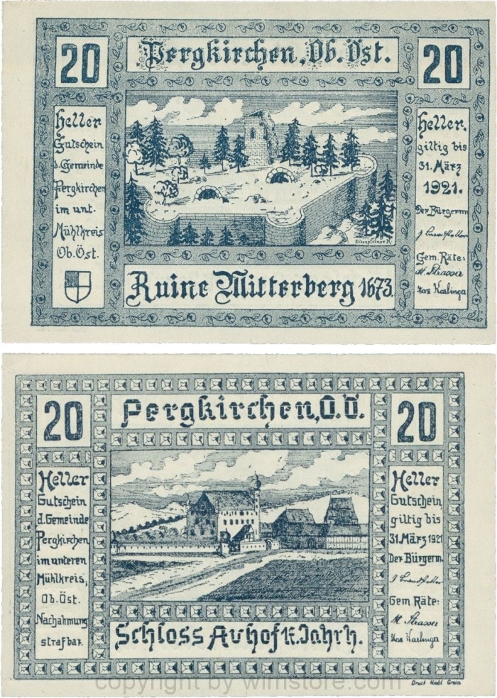 Pergkirchen, G0732, Gemeinde, 20 Heller; 1