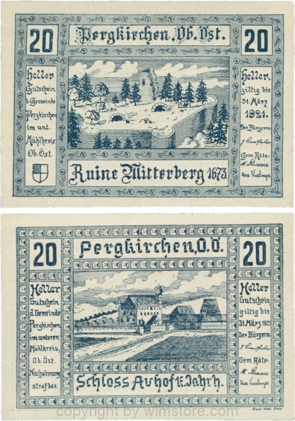 sn110214 Pergkirchen, G0732, Gemeinde, 20 Heller; 1-