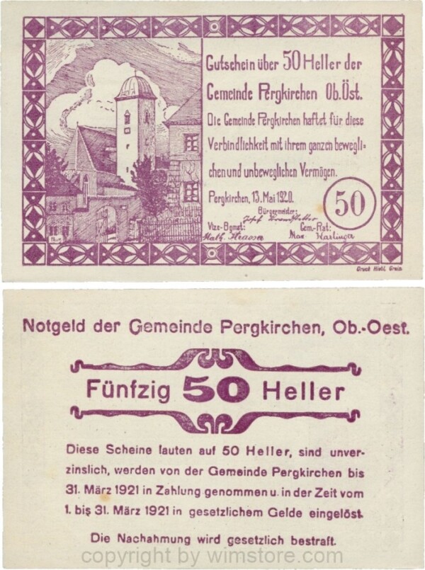 Pergkirchen, G0732, Gemeinde, 50 Heller; 1-