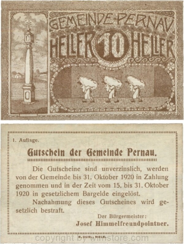 sn110219 Pernau, G0734Ia, Gemeinde, 10 Heller; 1