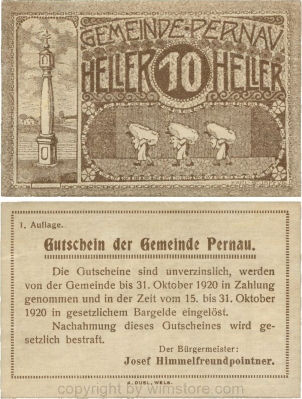 Pernau, G0734Ia, Gemeinde, 10 Heller; 1-