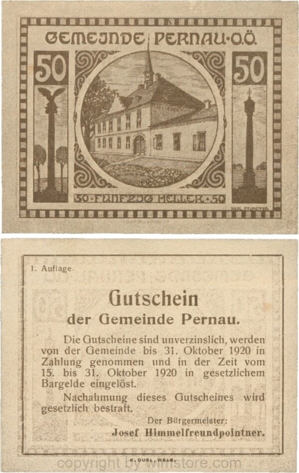 Pernau, G0734Ia, Gemeinde, 50 Heller; 1