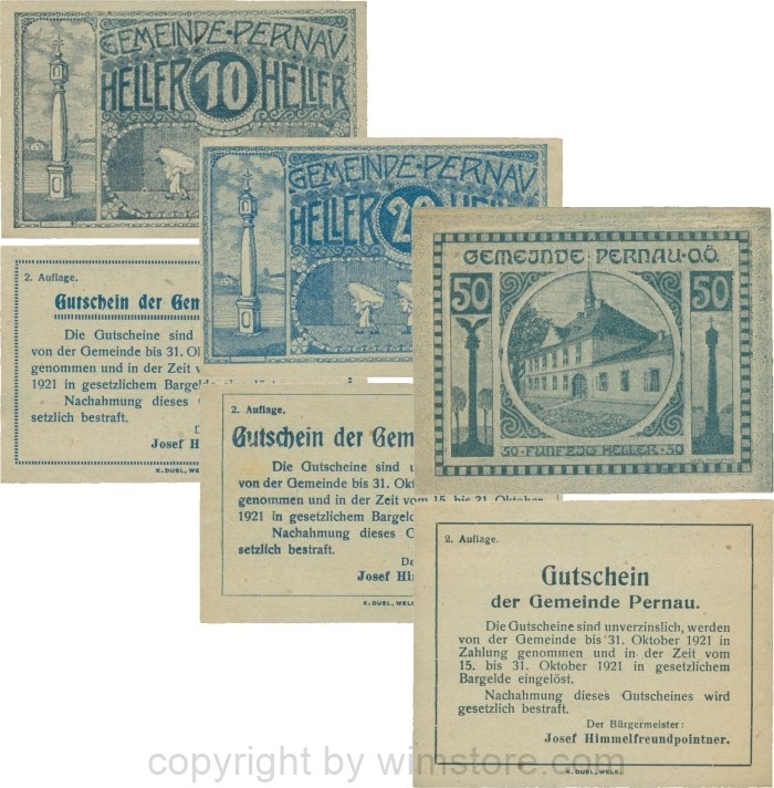 Pernau, G0734IIa, Gemeinde, Serie 10, 20 und 50 Heller; 1-