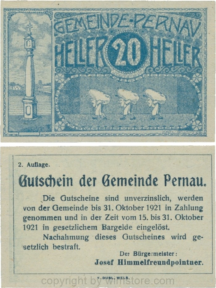 Pernau, G0734IIa, Gemeinde, 20 Heller; 1