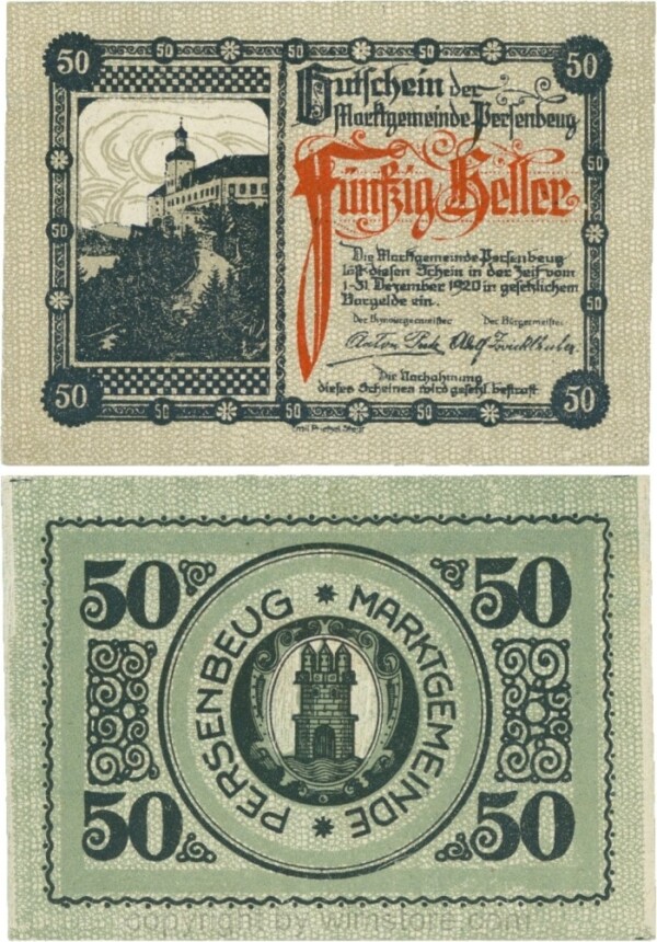 Persenbeug, G0735I, Marktgemeinde, 50 Heller; 1
