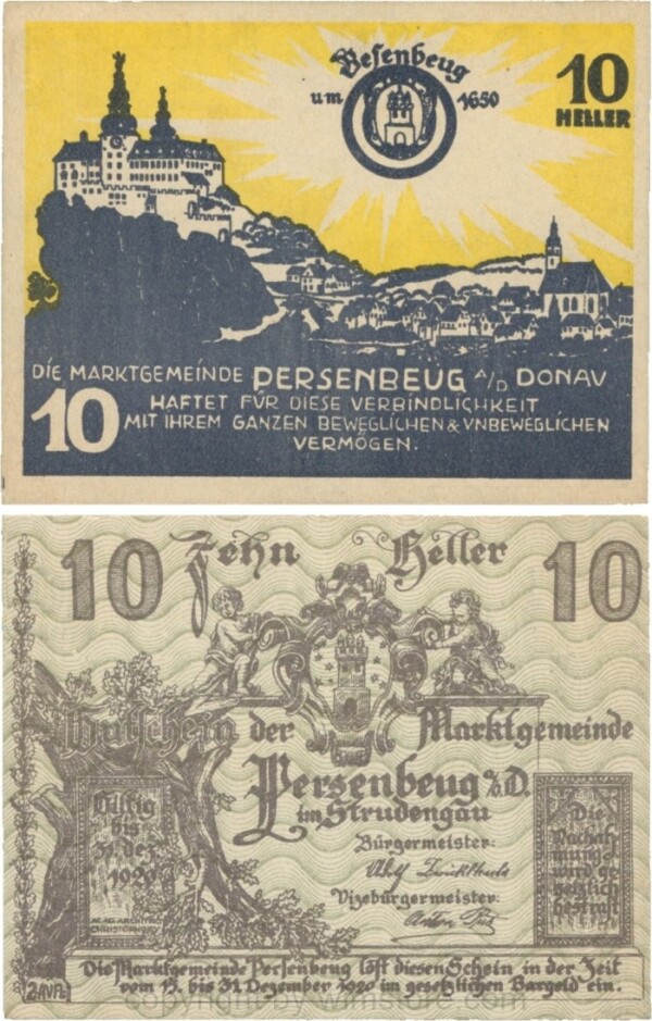 Persenbeug, G0735IIa, Marktgemeinde, 10 Heller; 1-