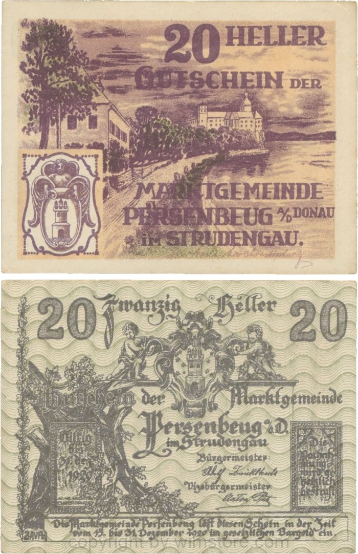 Persenbeug, G0735IIa, Marktgemeinde, 20 Heller; 1-