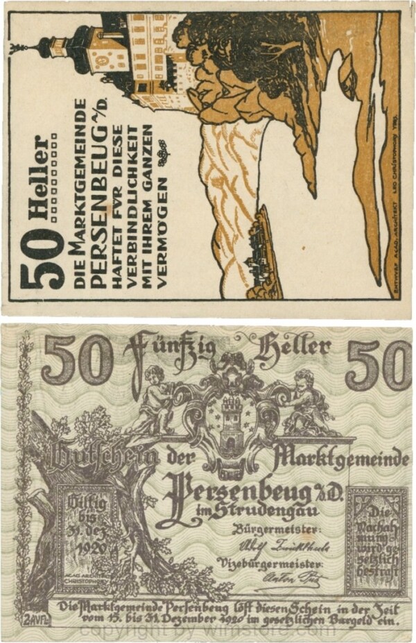 Persenbeug, G0735IIa, Marktgemeinde, 50 Heller; 1-