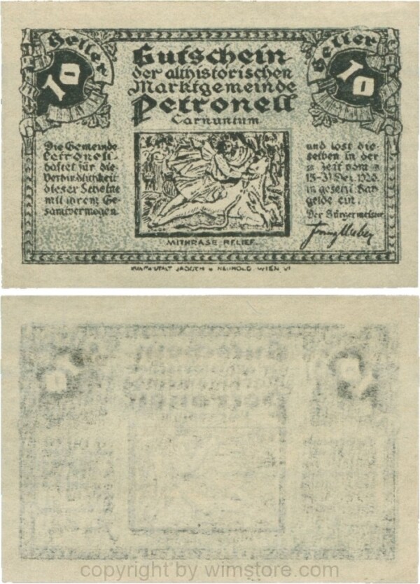 Petronell, G0737a, Marktgemeinde, 10 Heller, nicht häufig!; 1-