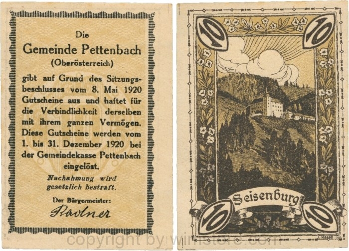 Pettenbach, G0738a, Gemeinde, 10 Heller; 1-