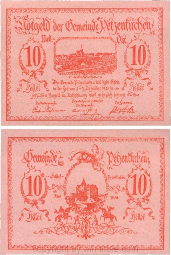 Petzenkirchen, G0740a, Gemeinde, 10 Heller; 1